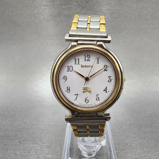 Burberry Watch Women 31mm White Dial Two Tone Round 4630E62283 New Battery0
