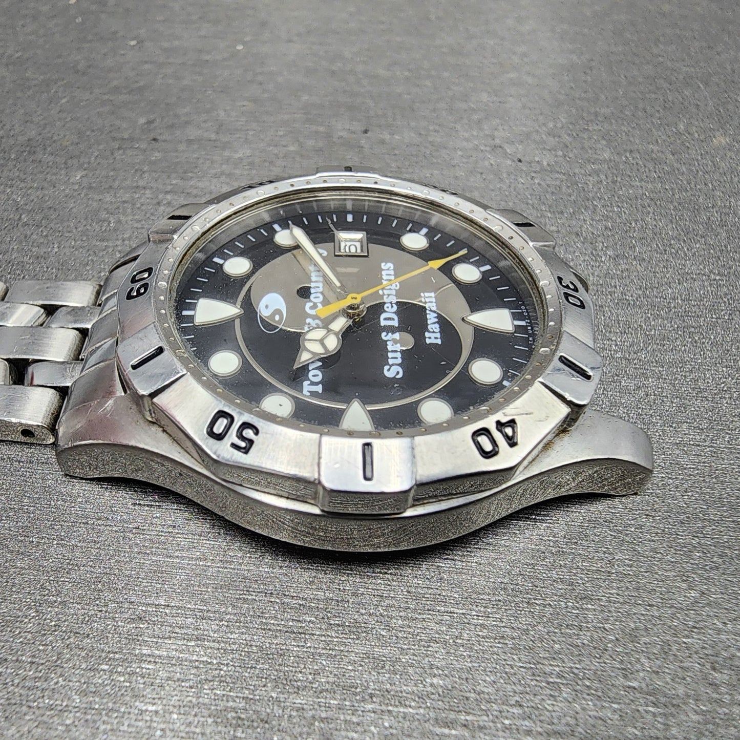 Orient Town & Country Dive Watch Men 38mm Black Dial Steel Date Round New Batt4