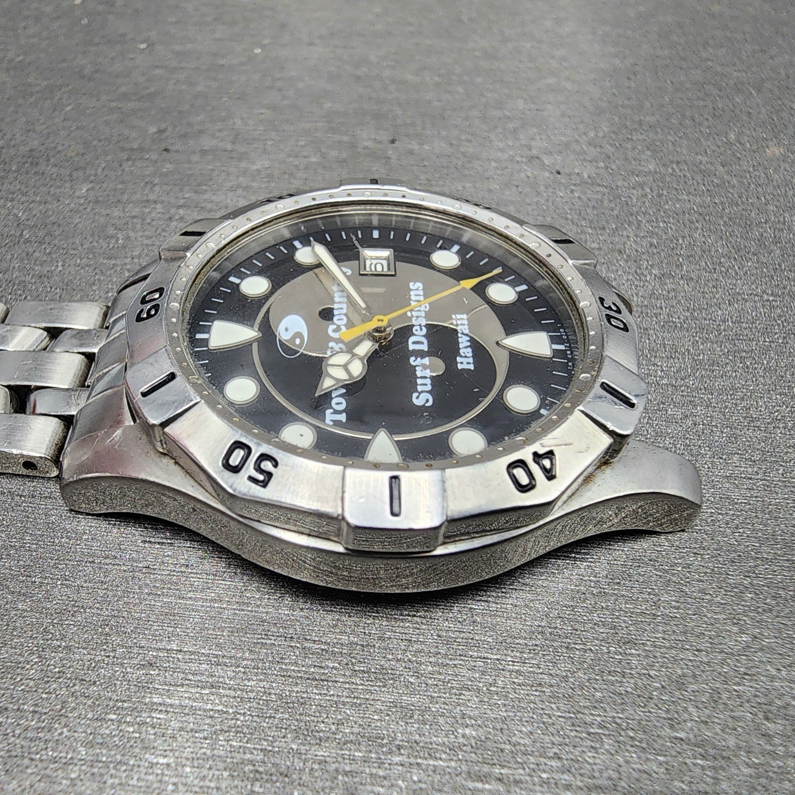 Orient Town & Country Dive Watch Men 38mm Black Dial Steel Date Round New Batt4
