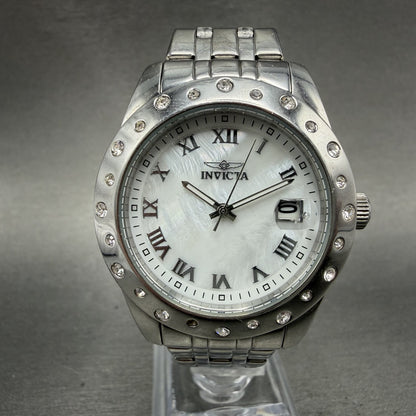 Invicta Angel watch Women 36mm MOP Dial Silver Tone Date Round 18977 New Batt0
