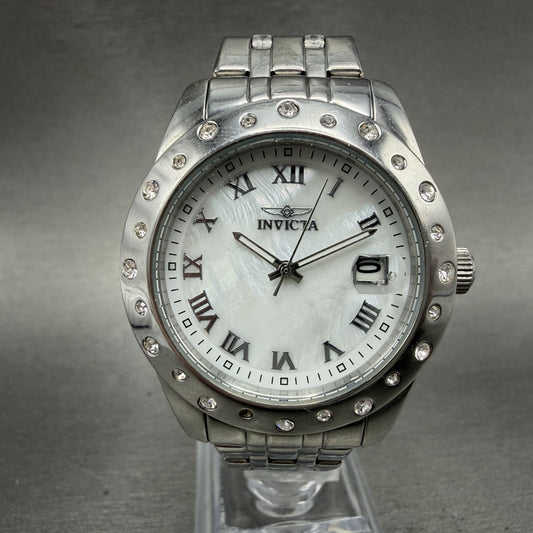 Invicta Angel watch Women 36mm MOP Dial Silver Tone Date Round 18977 New Batt0