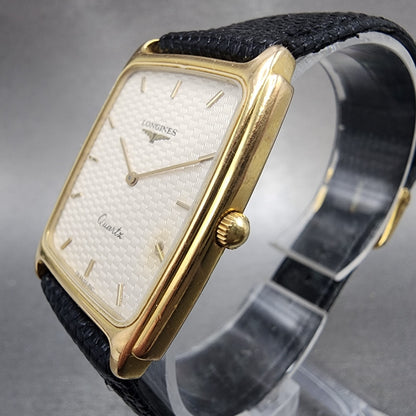 Longines Tank Watch Men 26mm Silver Dial Gold Tone Rectangle 7027 New Battery2
