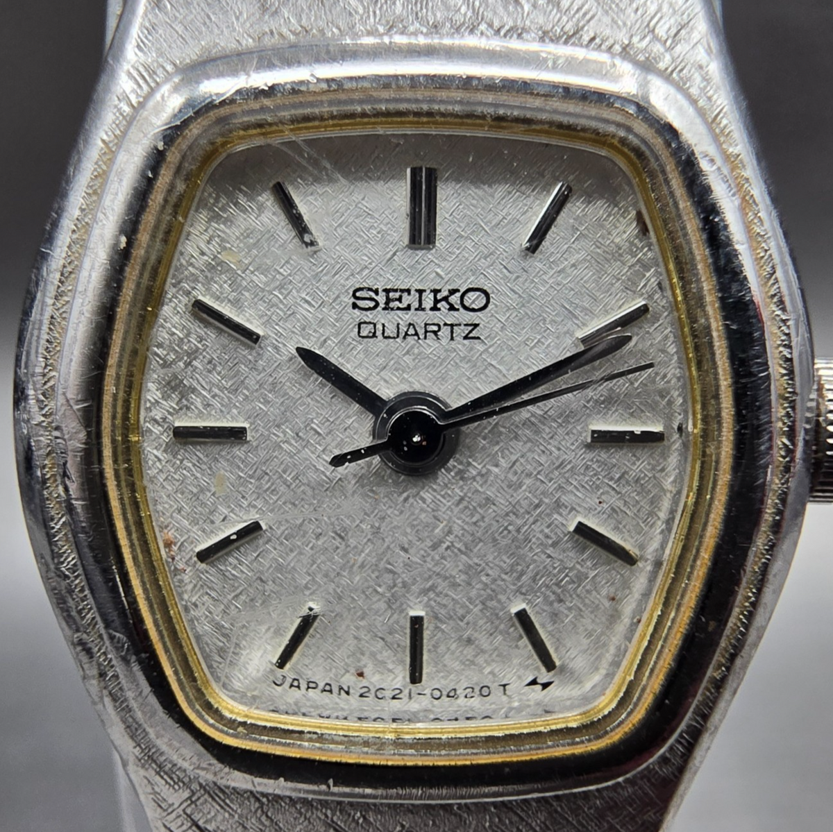 Seiko Watch Women 16mm Silver Dial Silver Hexagon 2C21-5149 New Battery VTG JP3