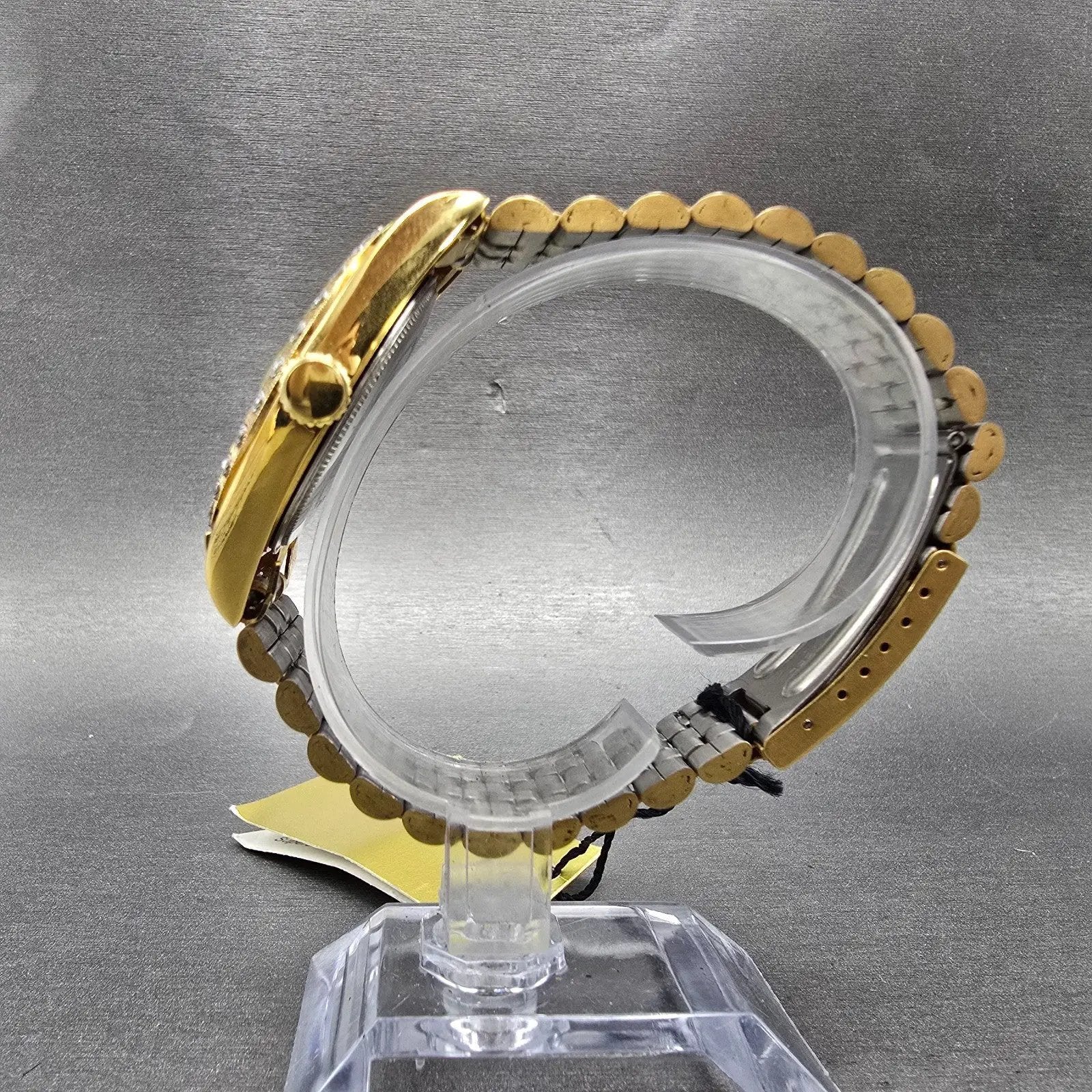 Lucien Piccard Dufonte Watch Men 36mm Gold Dial Gold Tone Date Diamond Bezel9