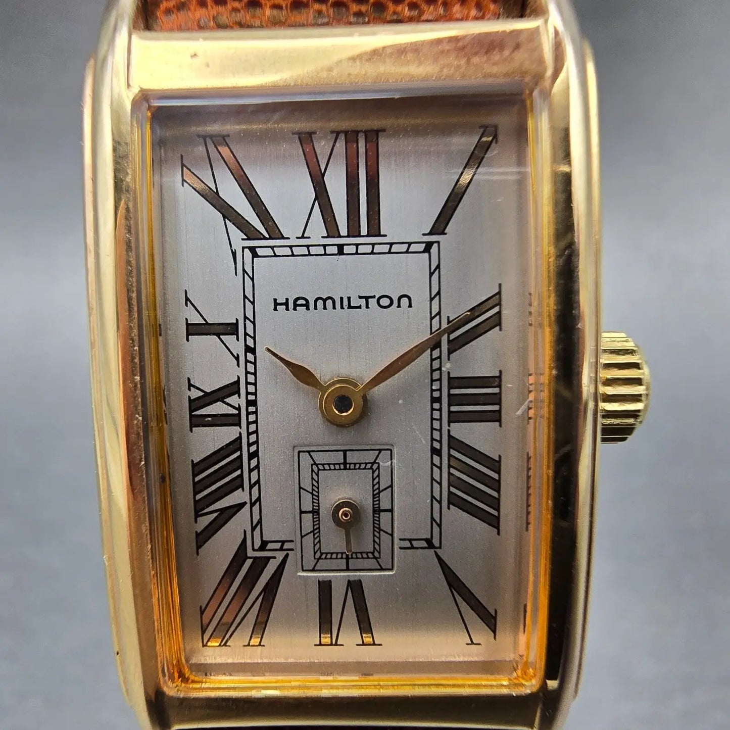 Hamilton Tank Watch Women 18mm Silver Dial Gold Tone Rectangle 6266 New Battery2
