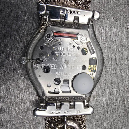 Swatch Skin Essentiality Watch Women Silver Dial Clear Sterling Silver New Batt10