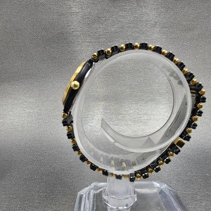 VTG Raymond Weil Watch Women 24mm Black Dial Black Gold Tone Round New Battery6