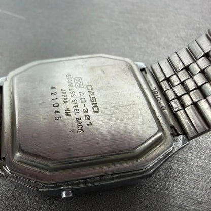 Casio Analog Digital Watch Men 31mm Silver Dial Silver Tone AQ-321 PARTS ABC VTG10