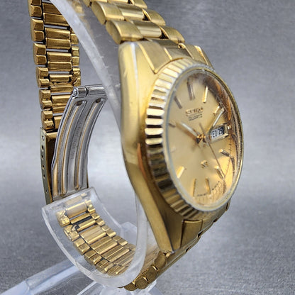 Seiko SQ Watch Women 24mm Gold Dial Gold Tone Daydate Round 3E230A69 New Batt3