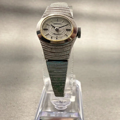 Seiko Watch Women 18mm Silver Dial White Gold Plated Oval 11-7440 Manual Runs5