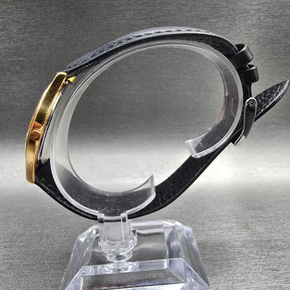 Seiko Watch Men 32mm Black Dial Gold Tone Round 5Y30-7A71 New Battery Vintage6