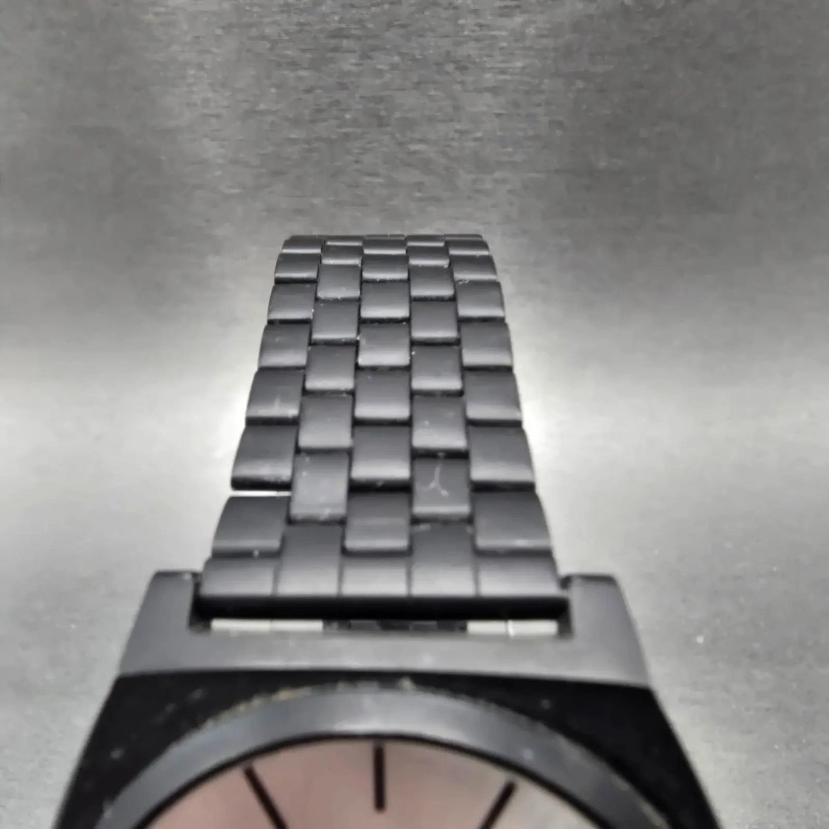 Nixon Time Teller Watch Men 37mm Silver Dial Black Round Bracelet New Battery4