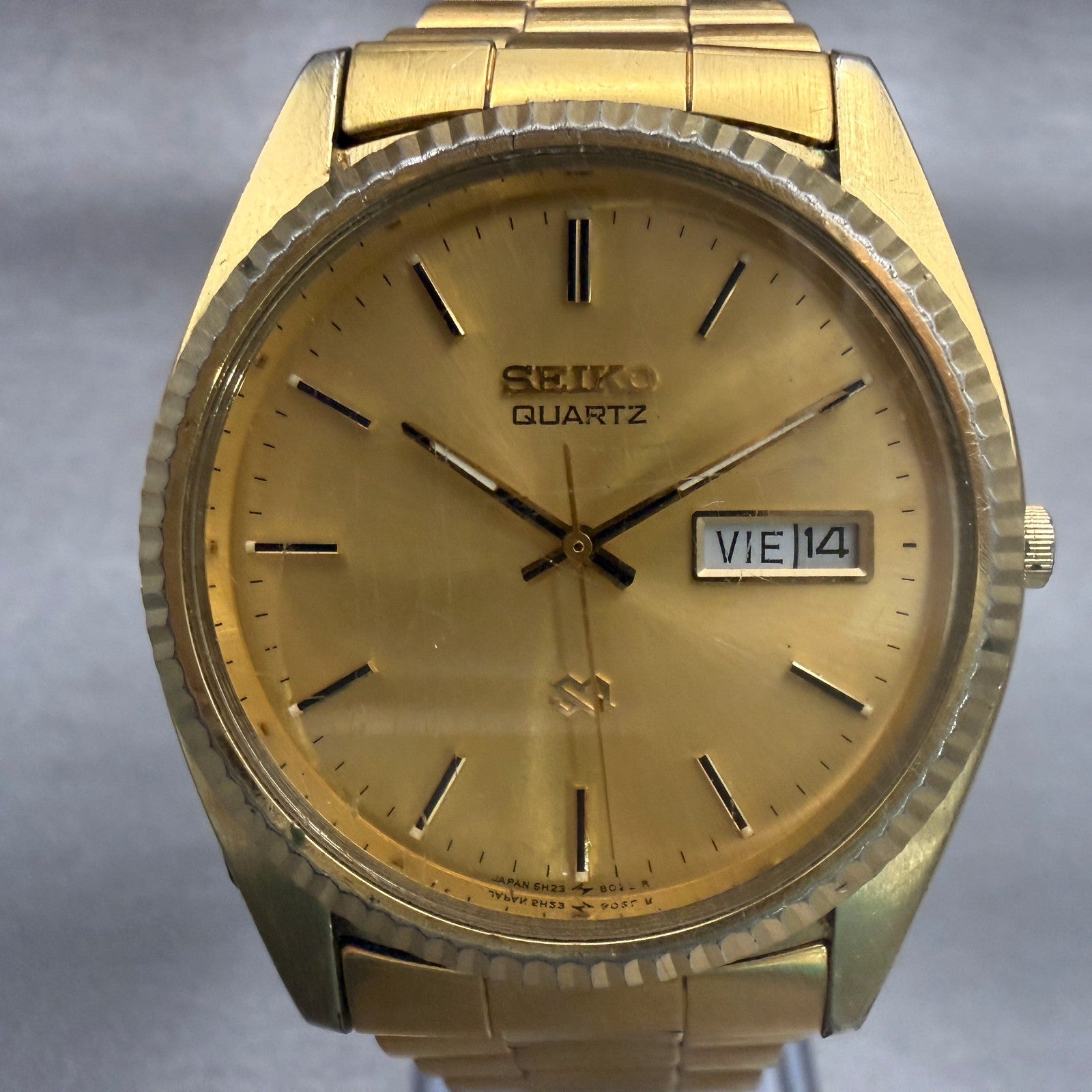 Seiko President Watch Men 36mm Gold Dial Gold Daydate Round 5H23-8029 NewBat1
