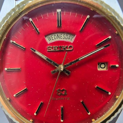 Seiko President Watch Men 36mm Red Dial Two Tone Daydate 5Y23-8A69 New Batt1