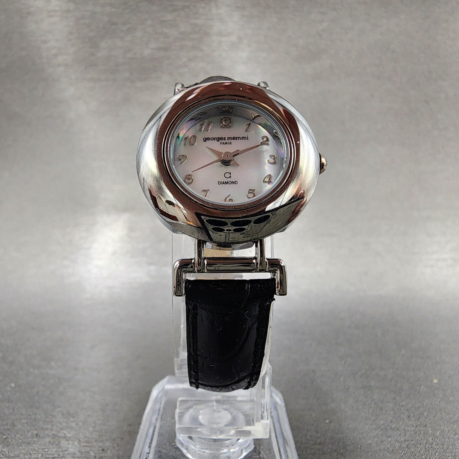 Georges Memmi Watch Women MOP Dial Silver Tone Round Swap Bezel New Battery7