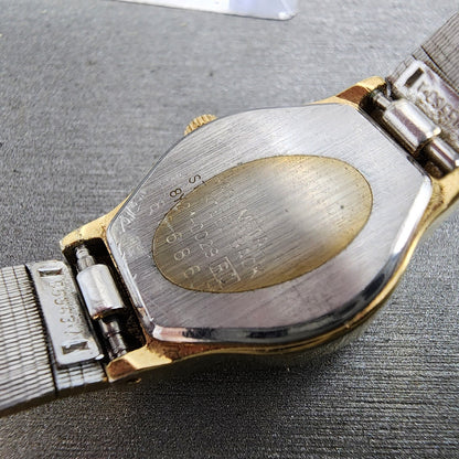 Seiko Watch Women 20mm Gold Dial Gold Tone Round 8Y210029 New Battery VTG9