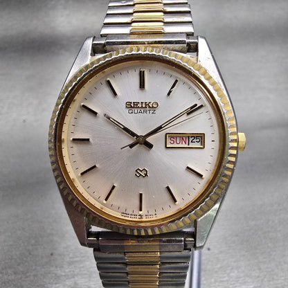 Seiko President Watch Men 36mm Silver Dial Two Tone Daydate 5Y23-8A69 New Batt0