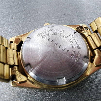 Seiko SQ Watch Women 24mm Gold Dial Gold Tone Daydate Round 3E230A69 New Batt9