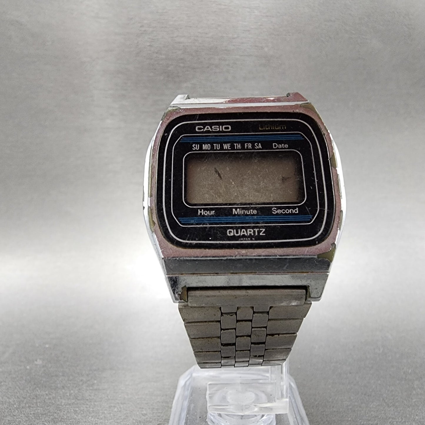 VTG Casio 155-B815 Watch Men 34mm Digital Silver Tone Octagon PARTS