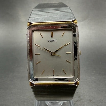Seiko Tank Watch Men 25mm Silver Dial Two Tone READ!!!!!! 5P31-5A80 New Battery0