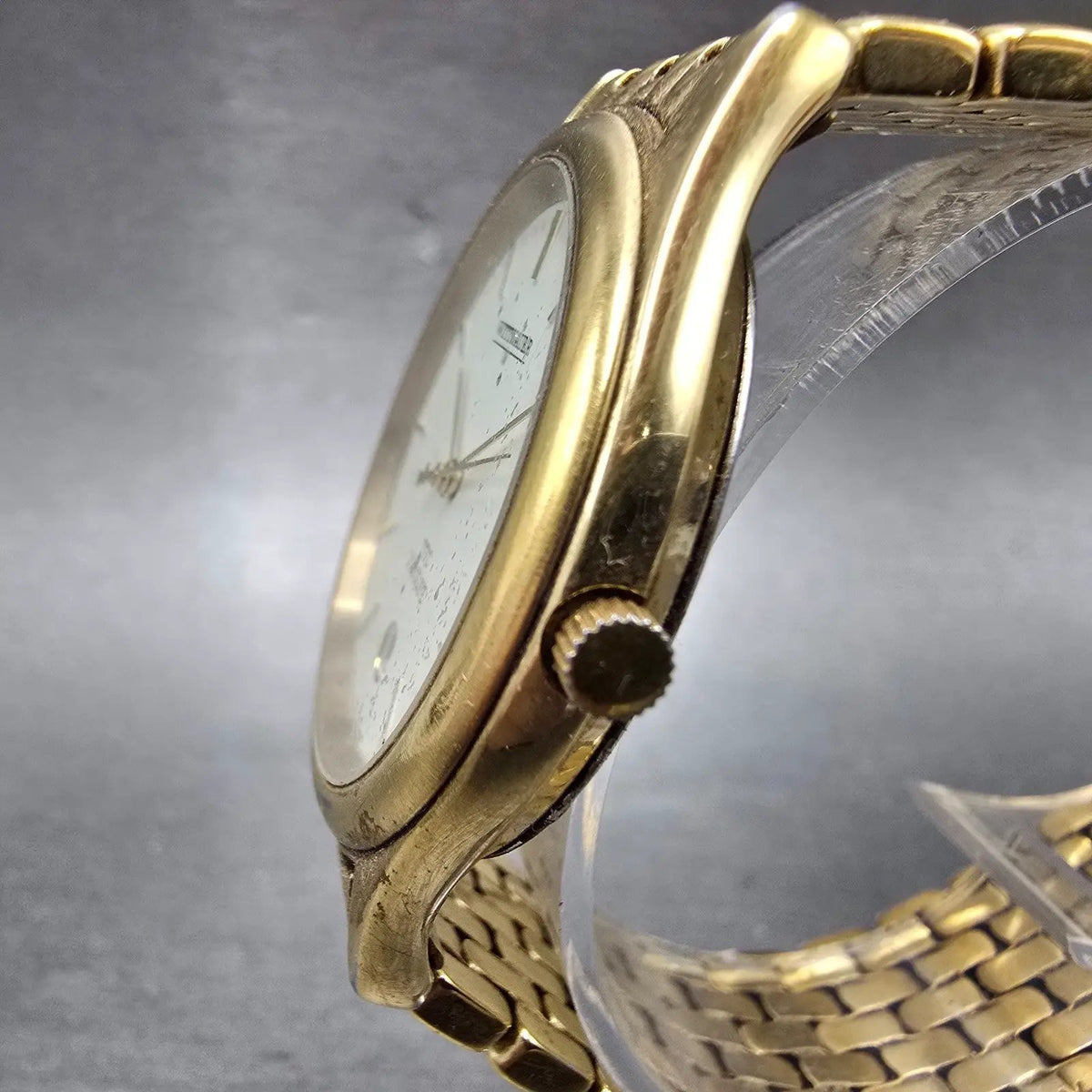 Wittnauer TTC Longlife Watch Men 35mm White Dial Gold Tone Date KW0550 0705 PART3
