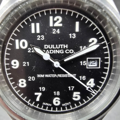 Duluth Trading Co. Field Watch Men 37mm Black Dial Steel Date Round New Battery1