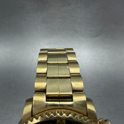 Seiko Flightmaster Chronograph Watch Men 42mm Black Dial Gold Tone Date New Batt4