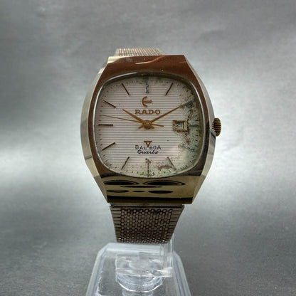 Rado Balboa V Watch Men 32mm Silver Dial Gold Tone Date Rectangle New Battery5