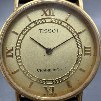 Tissot Watch Unisex 31mm Gold Dial Gold Tone Round E168 Chaine D'Or New battery1