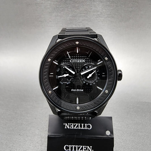 Citizen Eco-Drove CTO Watch Men 43mm Black Dial Black Tone Daydate RoundRuns