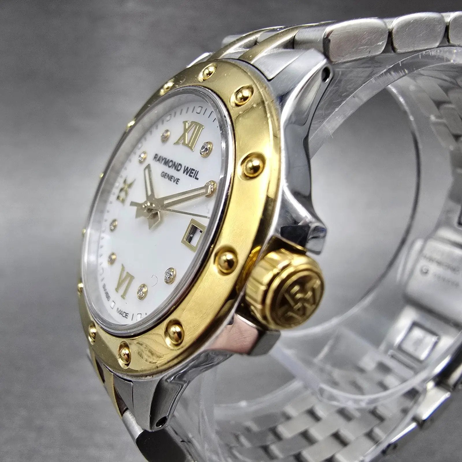 Raymond Weil Tango Watch Women 28mm MOP Dial Two Tone Date 5399 New Battery2