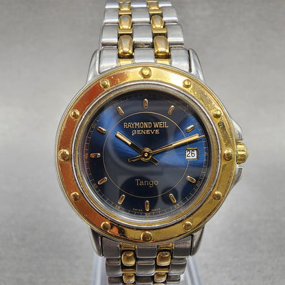 Raymond Weil Tango Watch Women 28mm Blue Dial Two Tone Date Round 5360 New Batt1
