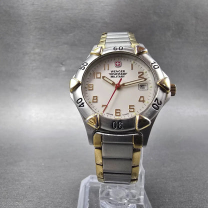 Wenger Swiss Military Dive Watch Women 30mm White Dial TwoTone Date 79052 NewBat5