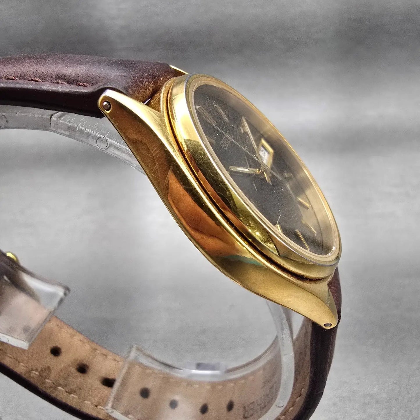 Seiko Watch Men 35mm Black Dial Gold Tone Daydate Round 7N43-8A99 New Battery3