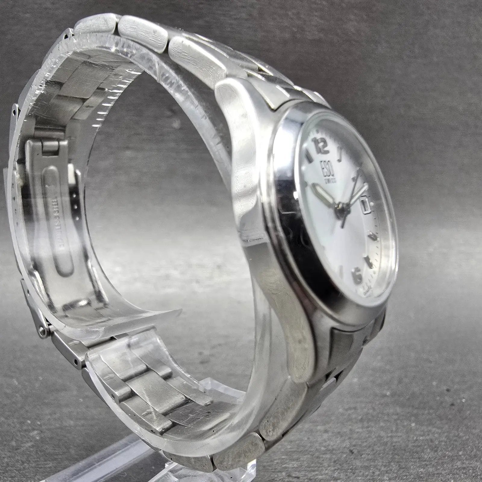 ESQ Watch Women 26mm Silver Dial Steel Date Round E5054 New Battery7