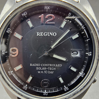 Citizen Reguno Watch Men 38mm Black Dial Steel Solar Radio Controlled Date PARTS2