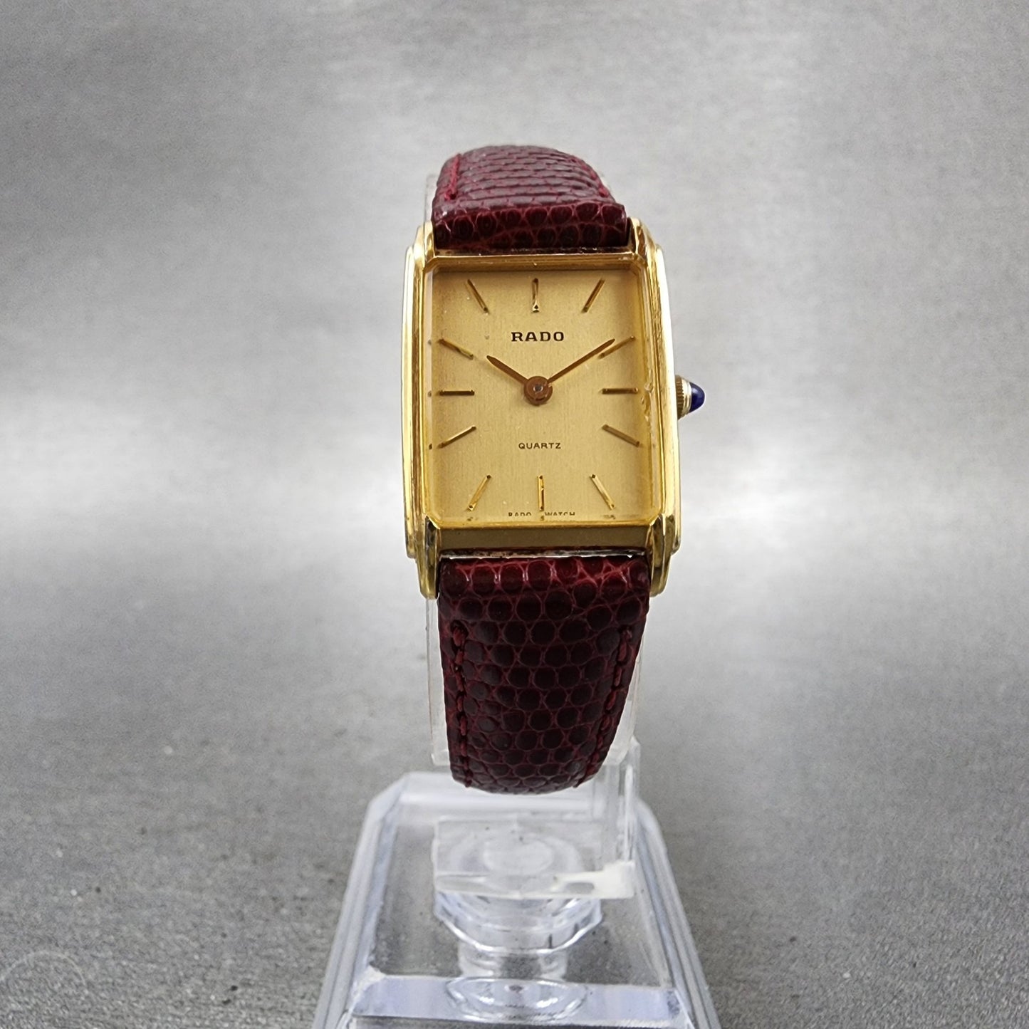 Rado Tank Watch Women 18mm Gold Dial Gold Tone Rectangle 133.9555.2 New BatteryA5