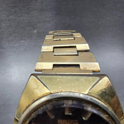 Seiko Automatic Watch Men 37mm Brown Dial Gold Tone Daydate 6309-7009 Runs VTG4