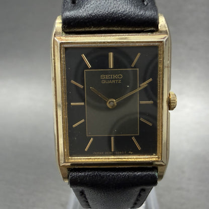 Seiko Tank Watch Women 19mm Black Dial Gold Tone Rectangle 2C20-5100 New Battery1