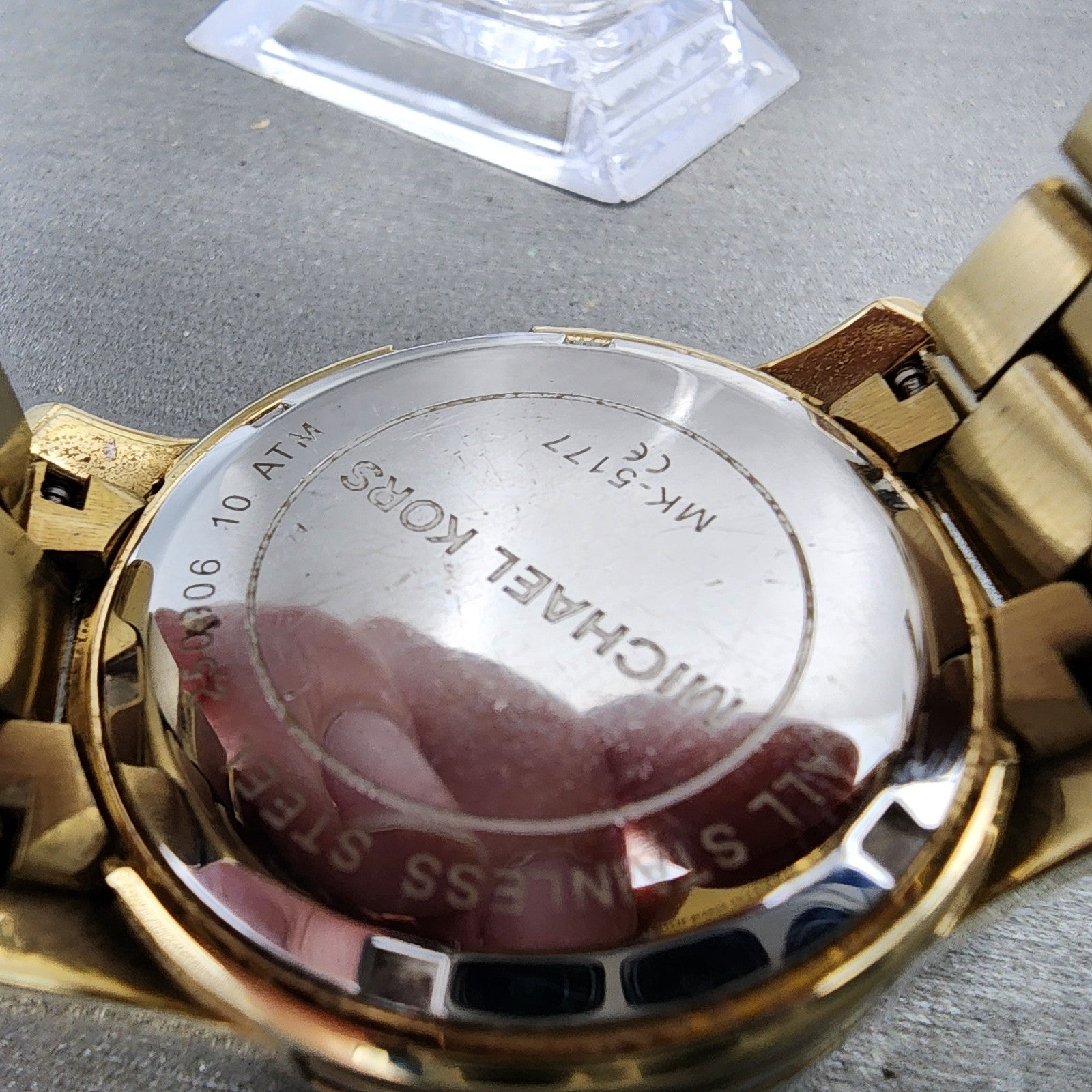 Michael Kors Watch Women 38mm Champagne Dial Gold Tone Date MK-5177 New Battery8
