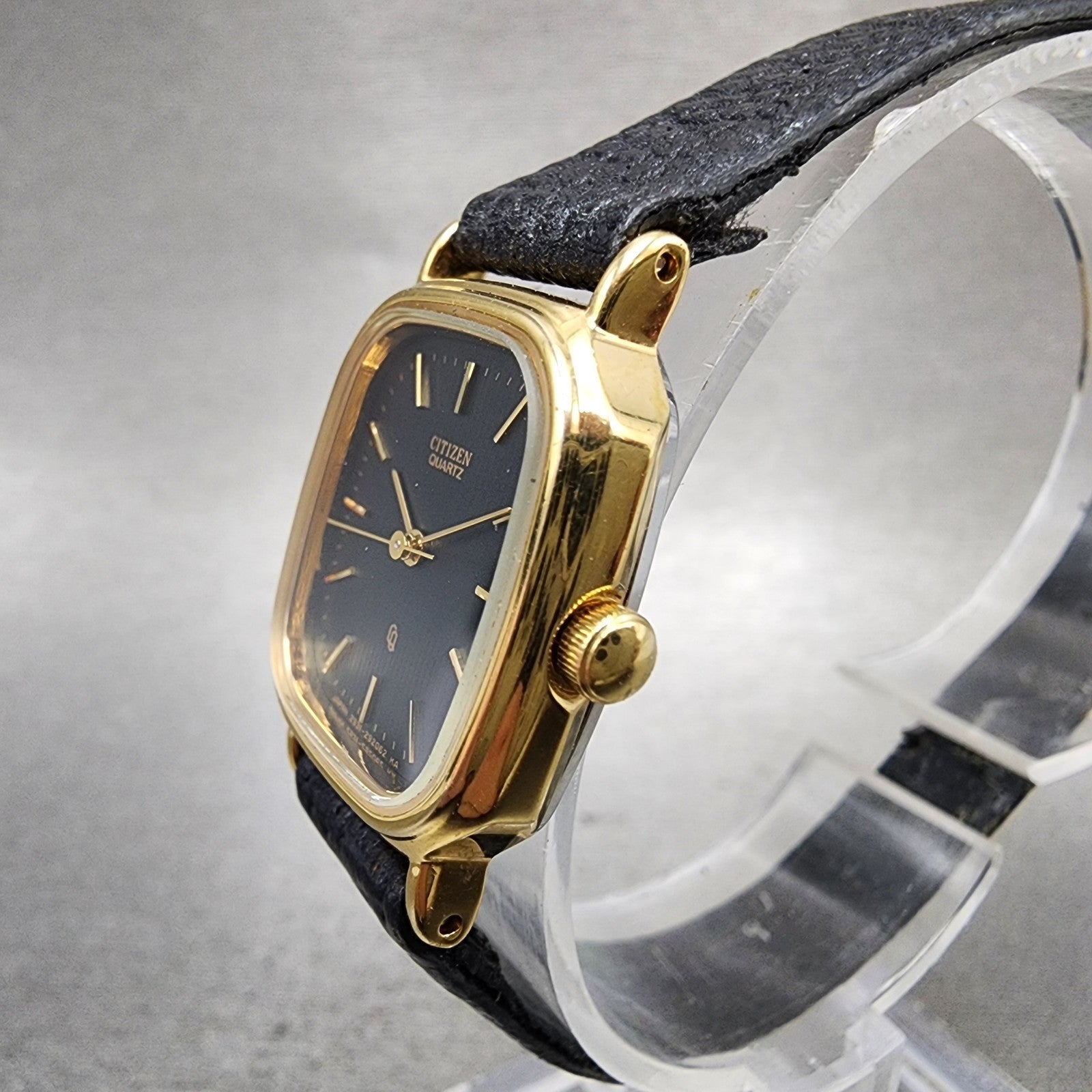Citizen CQ Tank Watch Women 22mm Black Dial Gold Tone Rectangle New Battery2