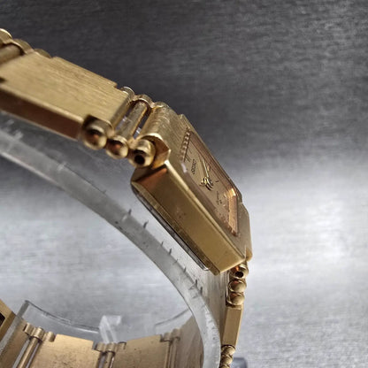 Seiko Watch Women 13mm Gold Dial Gold Tone Rectangle 1E20-5200 New Battery4
