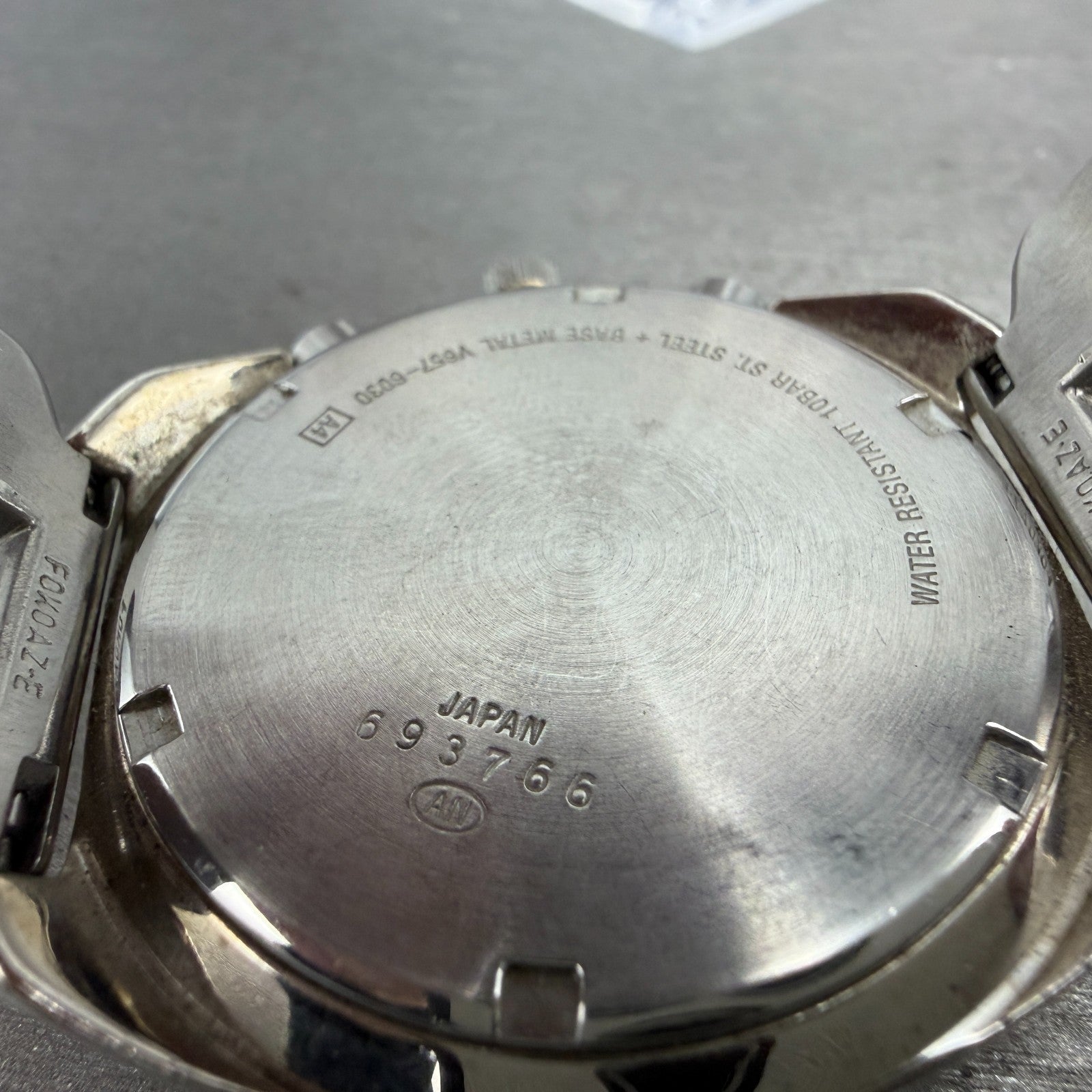 Seiko ALAB AKA Chronograph Watch Men 40mm Yellow Dial Steel Date V657-6030 Runs38