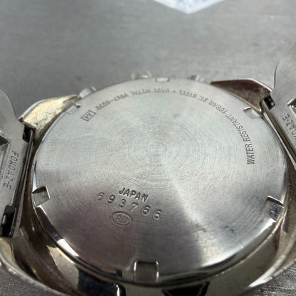 Seiko ALAB AKA Chronograph Watch Men 40mm Yellow Dial Steel Date V657-6030 Runs38
