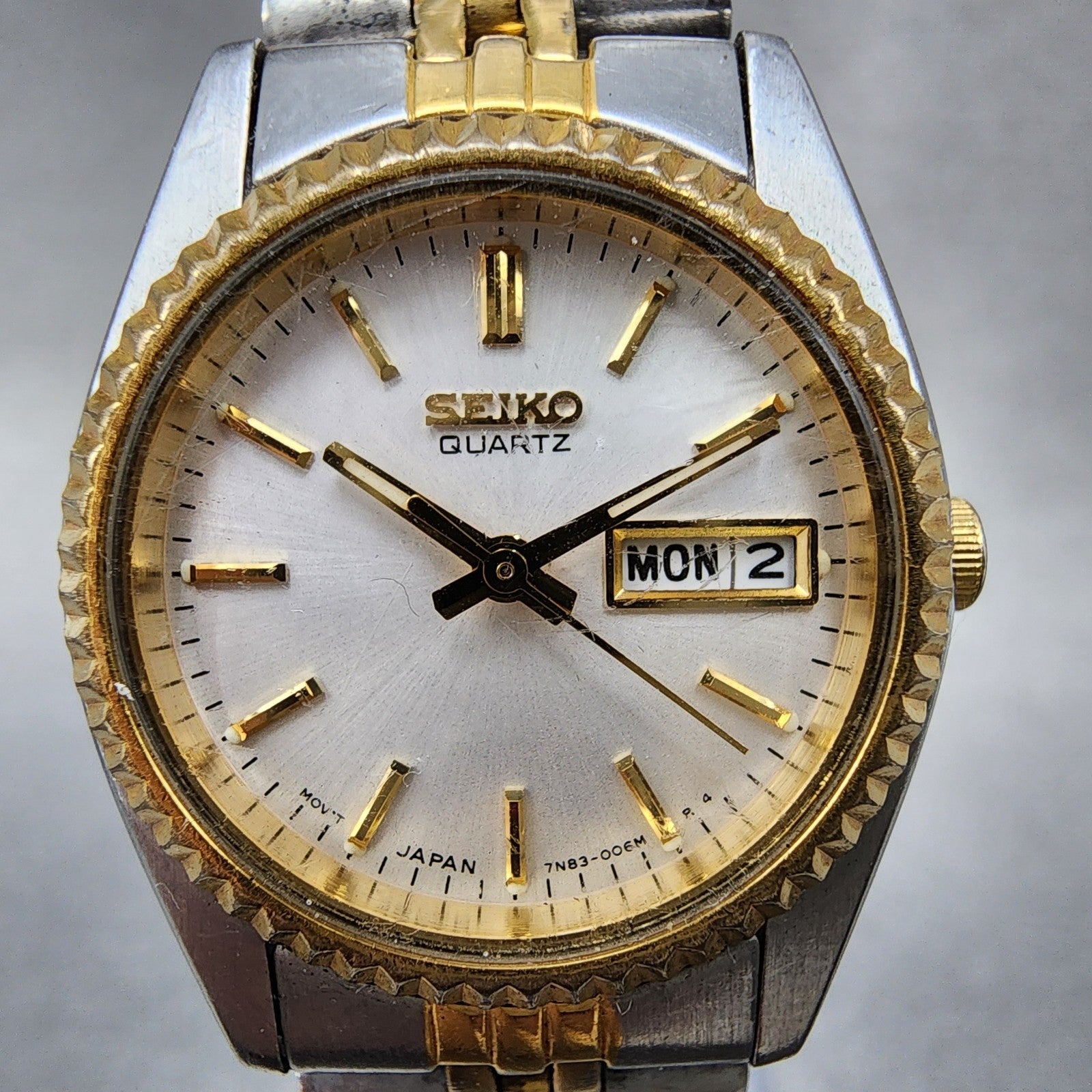 Seiko Watch Women 24mm Silver Dial Two Tone Daydate 7n830041 New Battery1