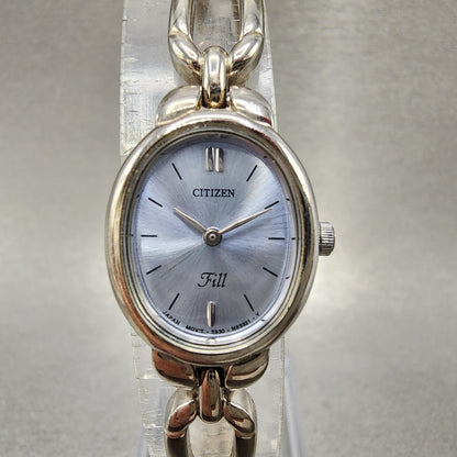 Citizen Fill Watch Women 18mm Blue Dial Silver Tone Oval 5930S75497 New Battery0
