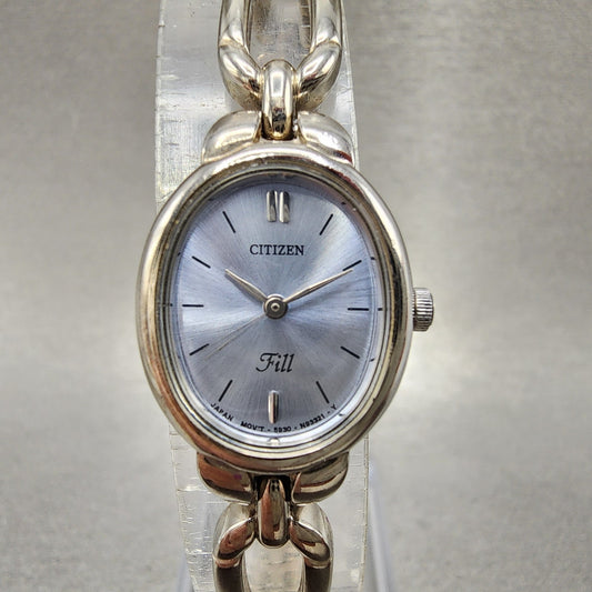 Citizen Fill Watch Women 18mm Blue Dial Silver Tone Oval 5930S75497 New Battery0