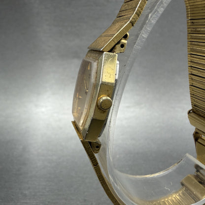 Seiko Watch Women 18mm Gold Dial Gold Tone Octagon 2C205840 New Battery VTG2
