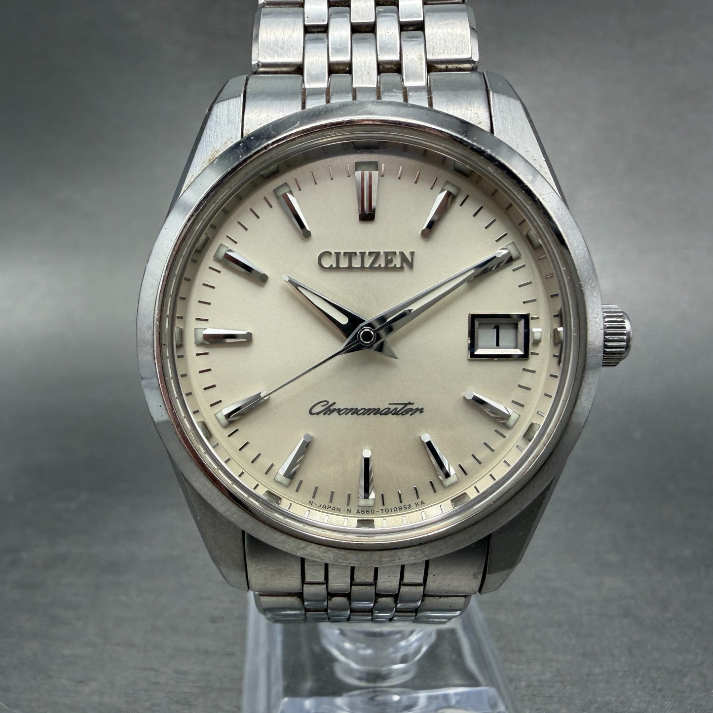 Citizen Chronomaster Watch Men 36mm Silver  Dial Steel Date Round A660-T0065910