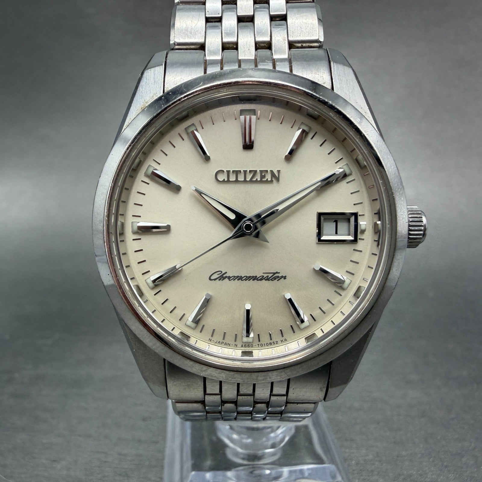 Citizen Chronomaster Watch Men 36mm Silver  Dial Steel Date Round A660-T0065910